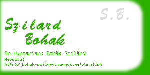 szilard bohak business card